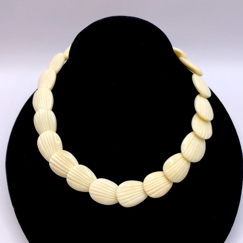 Vintage Carved Bone Bead Necklace